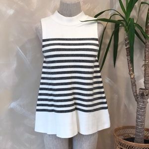 Anthropologie striped mock neck pullover